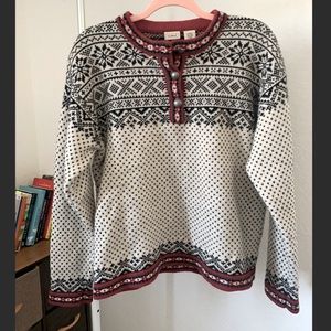 LL. Bean Patterned 100% Merino Lamb's Wool Sweater US Size L